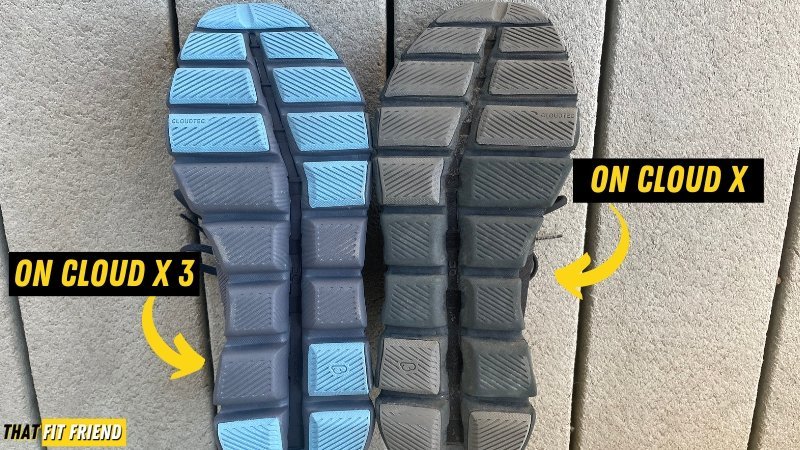 On Cloud X 3 versus On Cloud X Midsole and Outsole