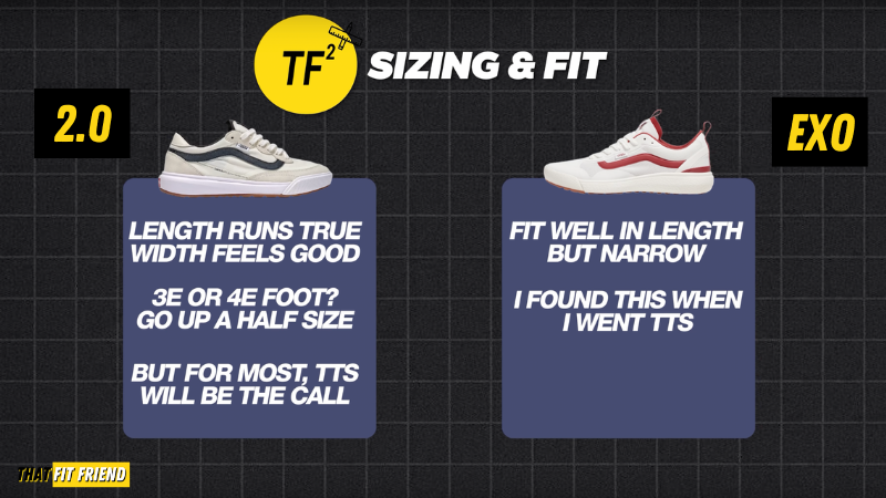 Vans UltraRange 2 vs UltraRange EXO Sizing and Fit